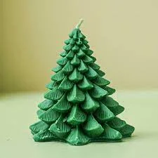 Green Geometric Christmas Tree Candle